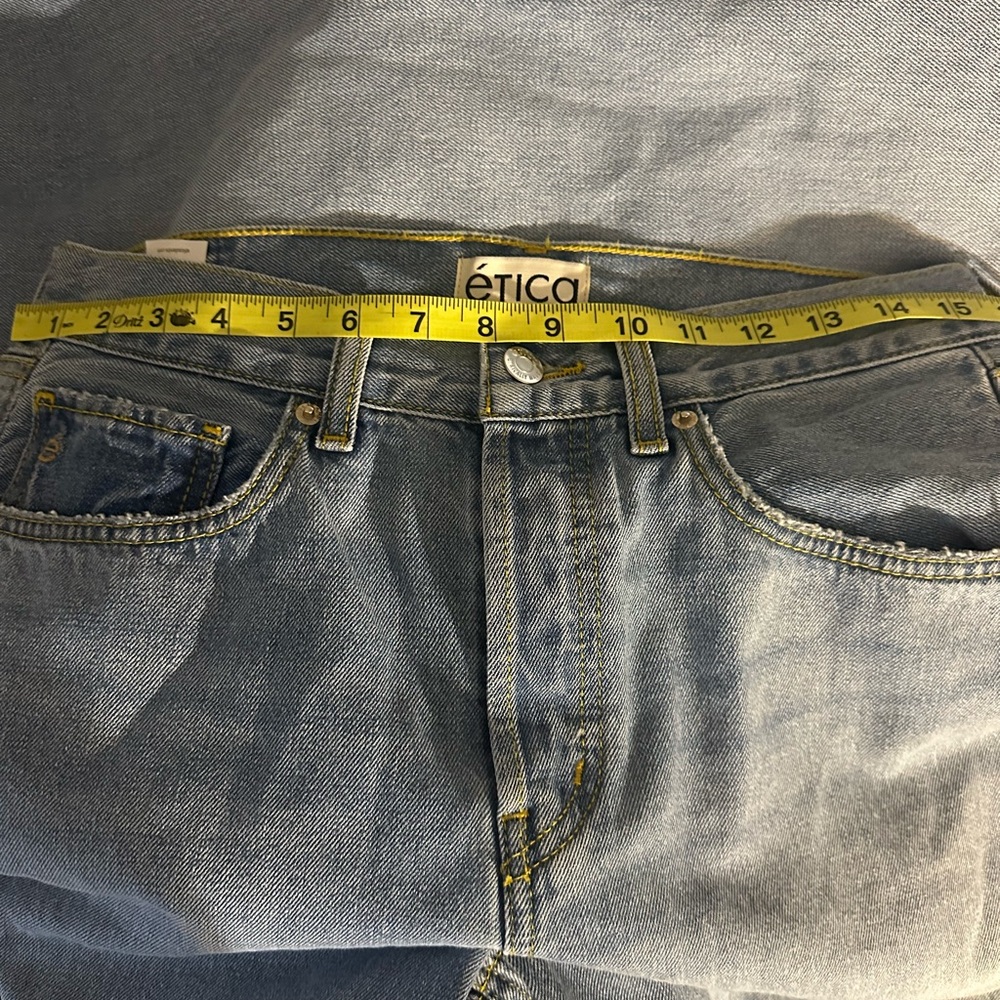 Etica Stanton Wide Leg High Rise Jeans Blue Wash Size 28 Vintage 90s Style” - Picture 8 of 9